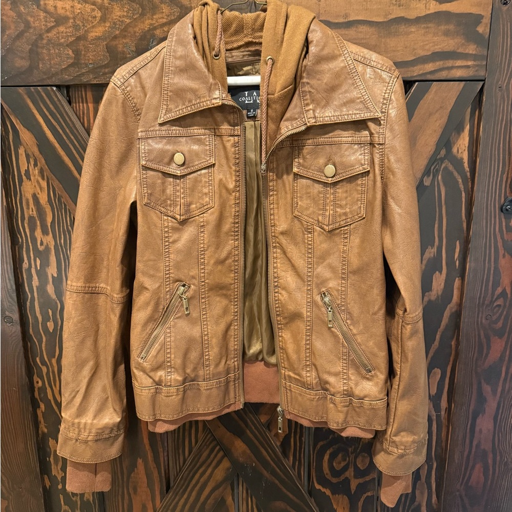 IC COLLECTION Tan Faux Leather Jacket